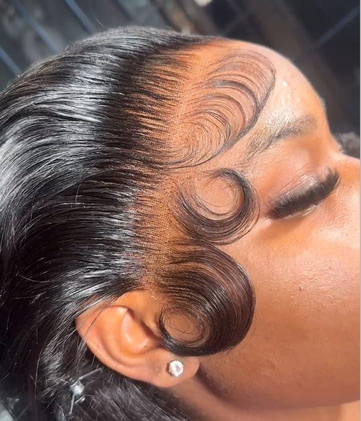 40 inch Wig Human Hair 13x6 Full HD Lace Front Wigs Human Hair Skinlike Real HD Lace Wig Pre Plucked 0.10mm Ultra-thin Lace Natural Hairline Bleached Tiny Knots 200 Density Body Wave Wigs for Women