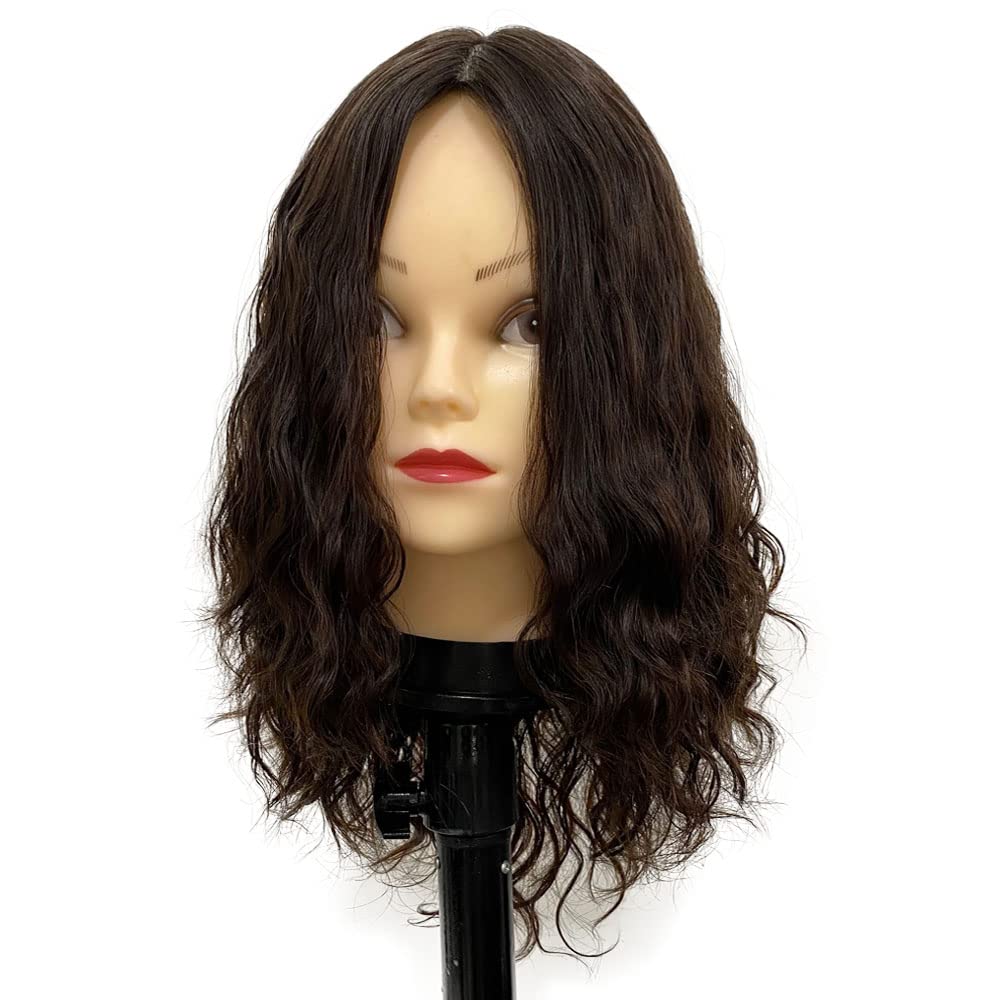 Slight Wave European Hair Virgin Hair Jewish Wig Kosher Wigs Silk Top With Weft None Lace Wig For Women Accept Customized Order (18inch, 2 Dark Brown)