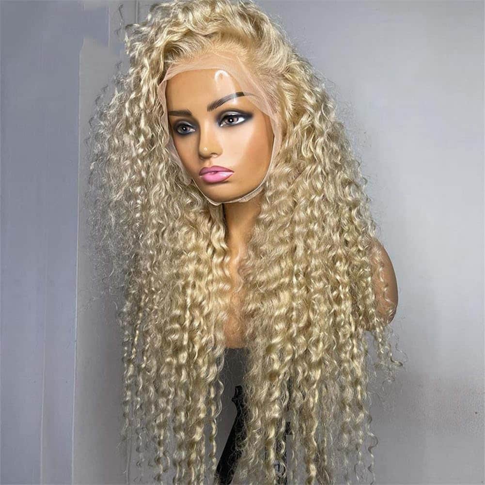 Side Part 613 Kinky Curly Human Hair Wig Transparent Blonde 13X6 Hd Lace Front Wig 13X4 Virgin Human Hair Wigs 360 Frontal Wig 30inches#150 Density