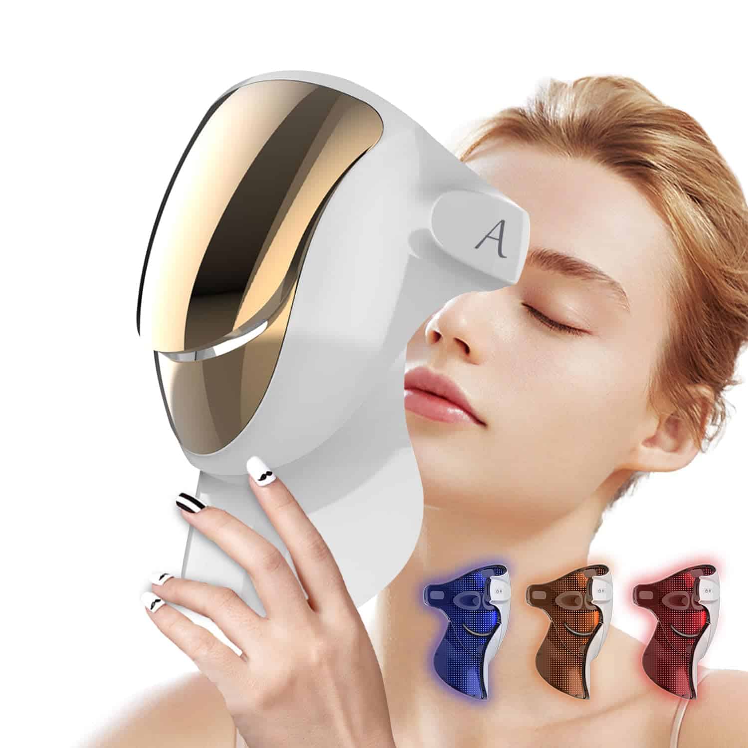 Aphrona Halo Led Light Therapy Face LED Light Therapy skin care Photon Mask, Blue Light Red Light for Acne Treatment Fine Line Wrinkle Removal (White)