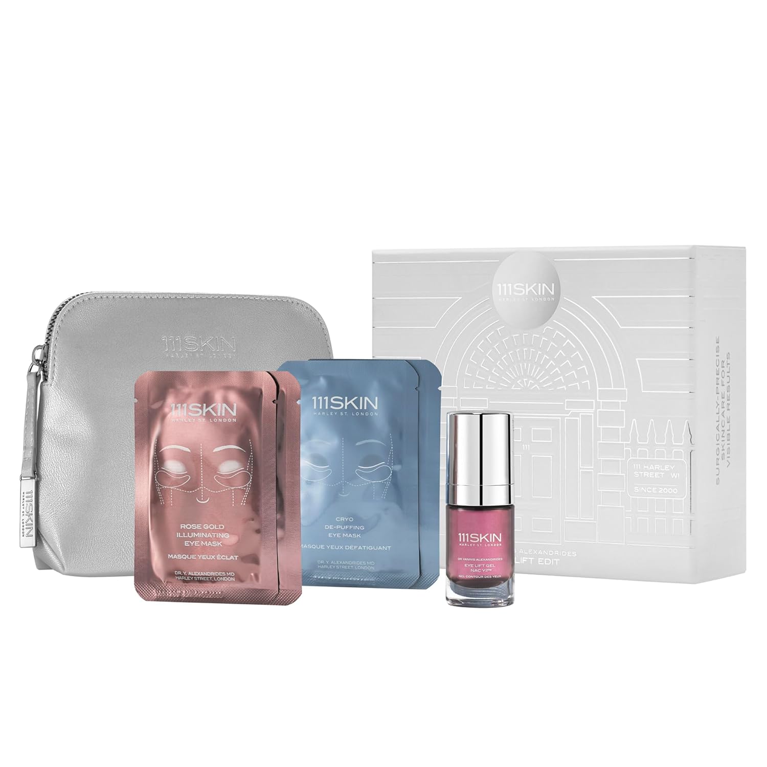 111Skin Eye Lift Edit Giftset | Includes Eye Lift Gel NAC Y2, Rose Gold Eye Masks, Cryo De-Puffing Eye Masks & Gift Bag| Anti-Aging Eye Revitalizing (5 Items)