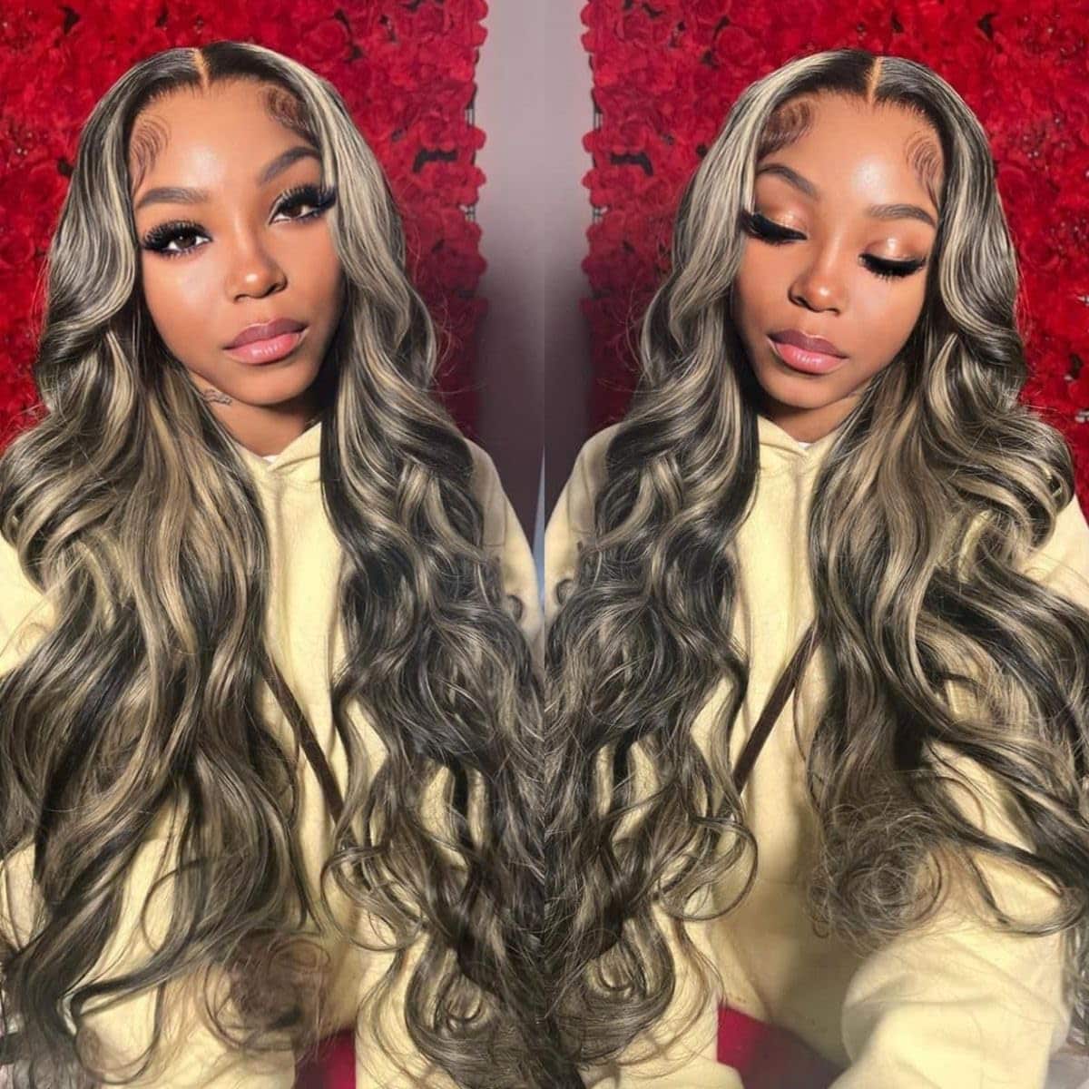 250 Density FB/27 Balayage Highlight Ombre Lace Front Wig Human Hair 32 Inch Body Wave 13x4 HD Transparent Lace Front Wigs Human Hair Pre Plucked Ash Blonde Wig for Women