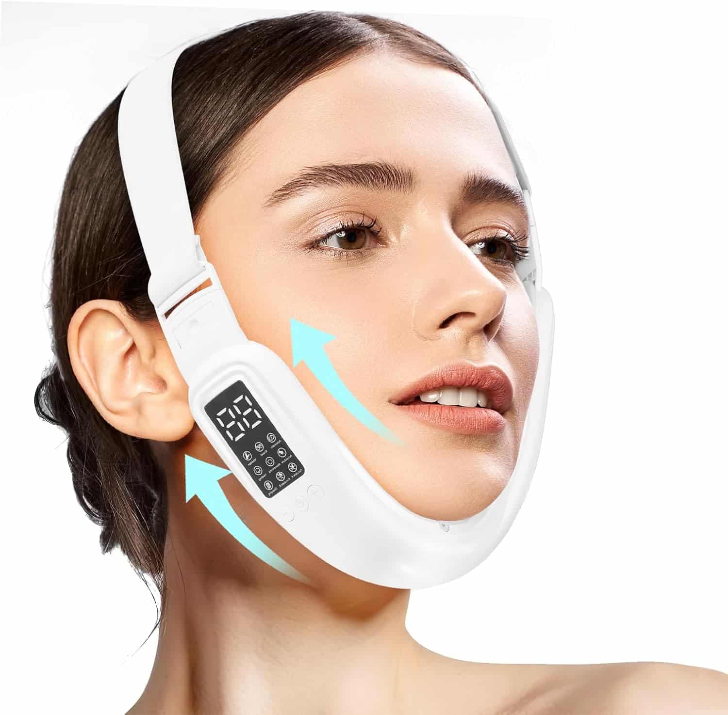 Electric Double Chin Device and V-Face Machine with 8 Modes and 15 Gear Adjustable Intensities - Intelligent Double Chin Machine for V-face