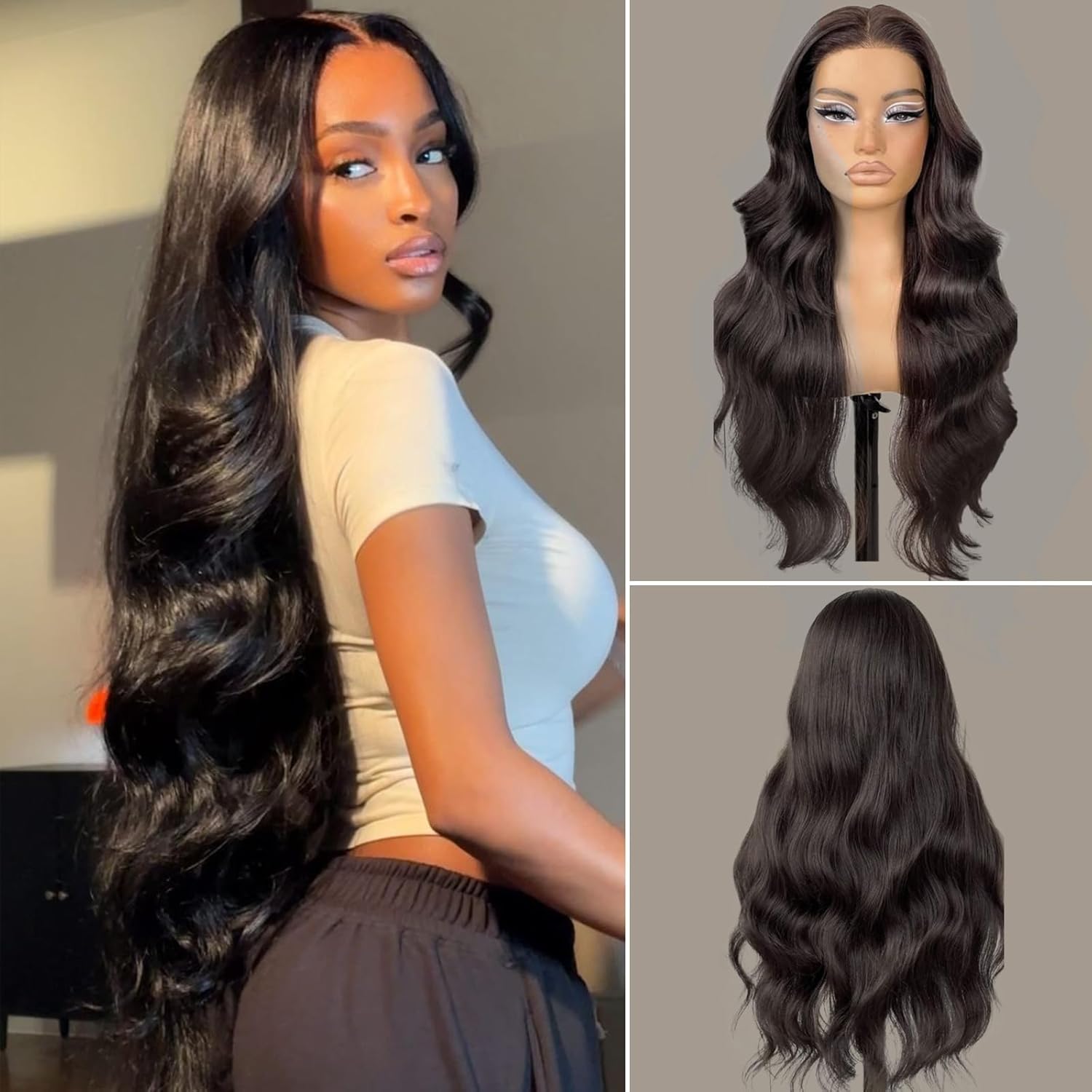 Real HD Lace Wig 13x4 Full Lace Frontal Wig 220% Density Body Wave HD Transparent Lace Front Wigs Virgin Human Hair Wigs Pre Plucked with Baby Hair (Natural Black 26 inch)