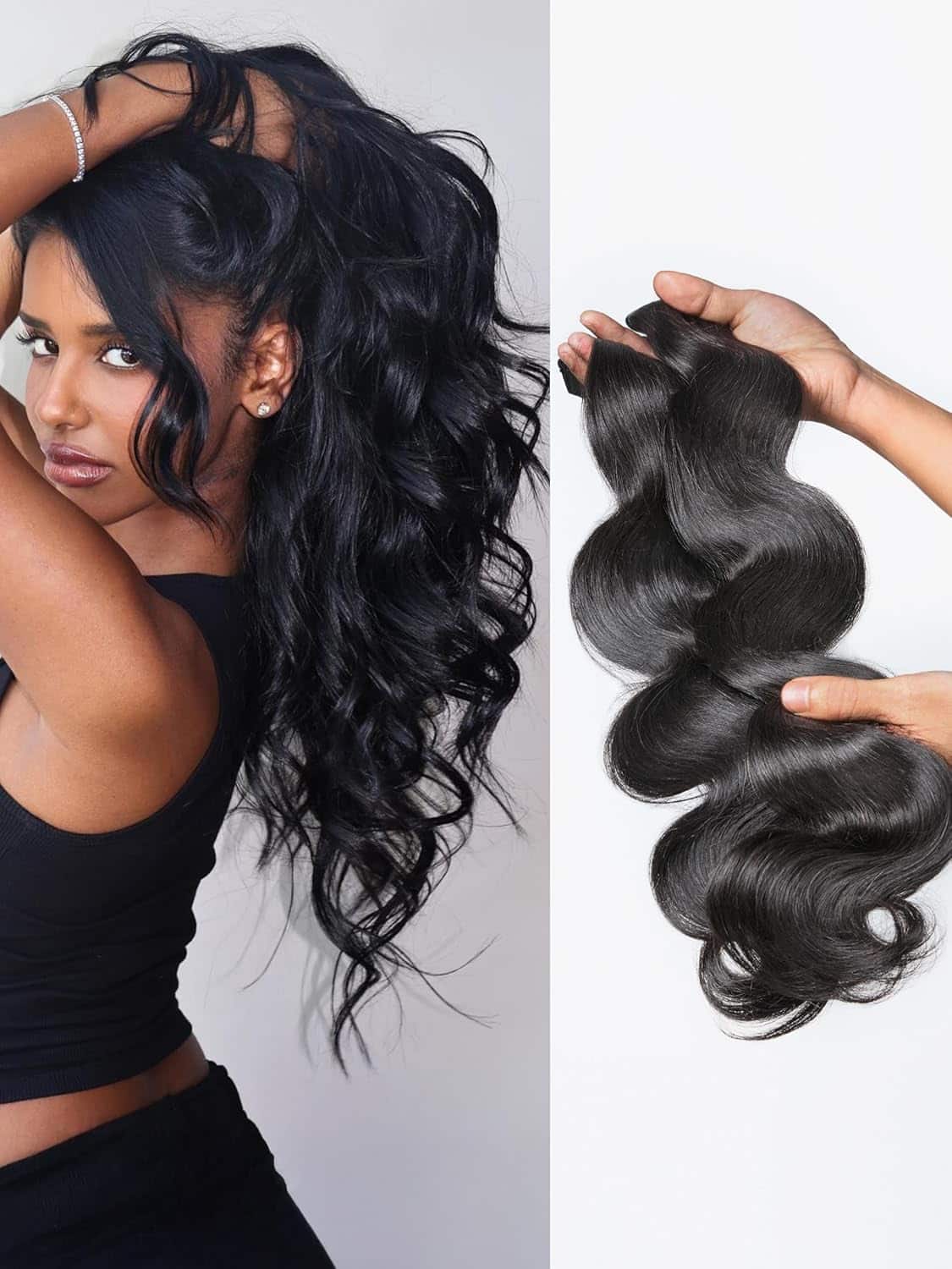 LUVME Invisible Clip in Hair Extensions,Body Wave 22 Inch 2 Pack 220g 14pcs Human Hair Invisible Clip ins Hair Extensions Natural Black Hair for Women