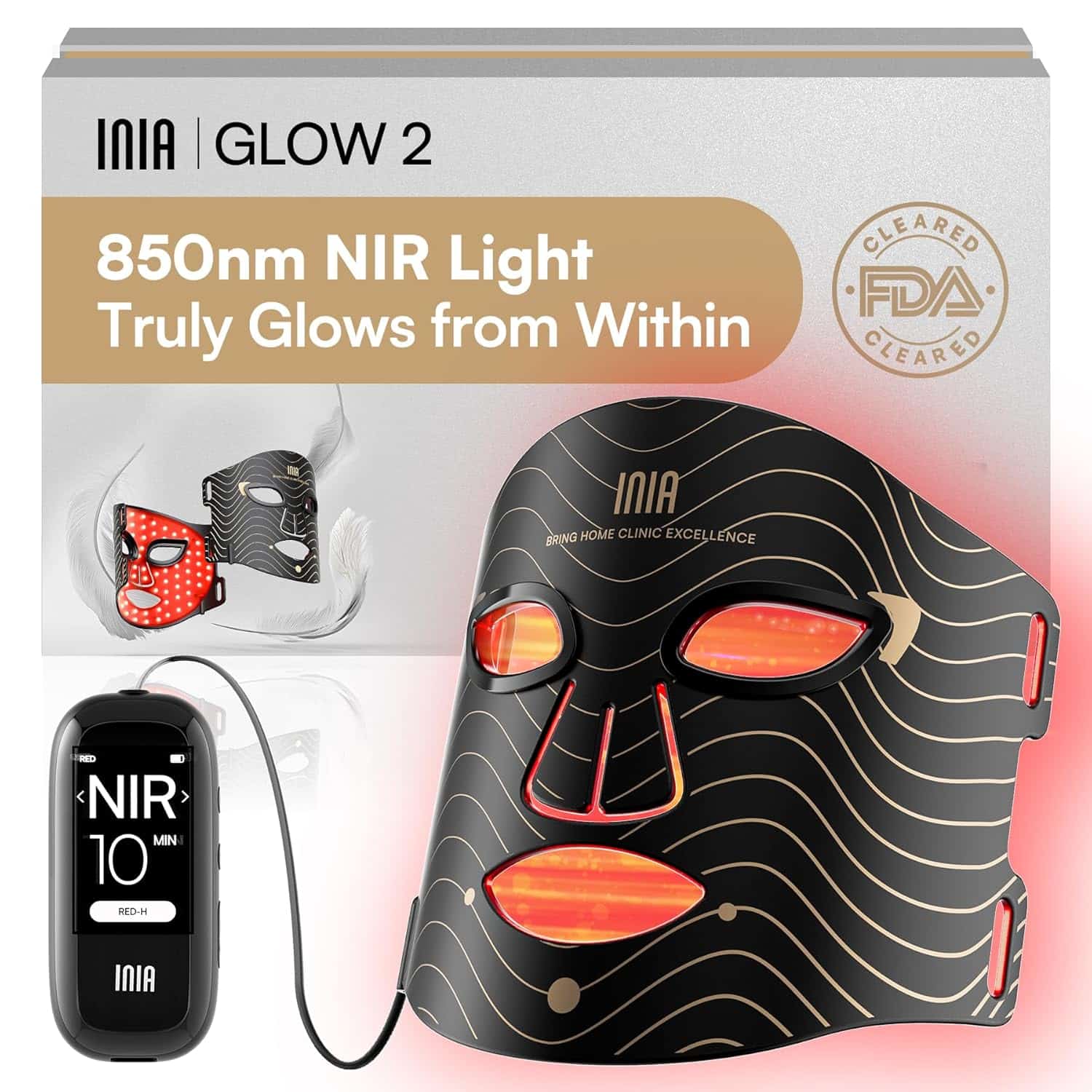 Red Light Therapy Mask for Face  4 Light Modes with 850nm NIR, Red & Blue LED Light Therapy, 2600mAh Rechargeable LED Face Mask for Anti-Aging, Skin Firming & Radiant Glow at Home