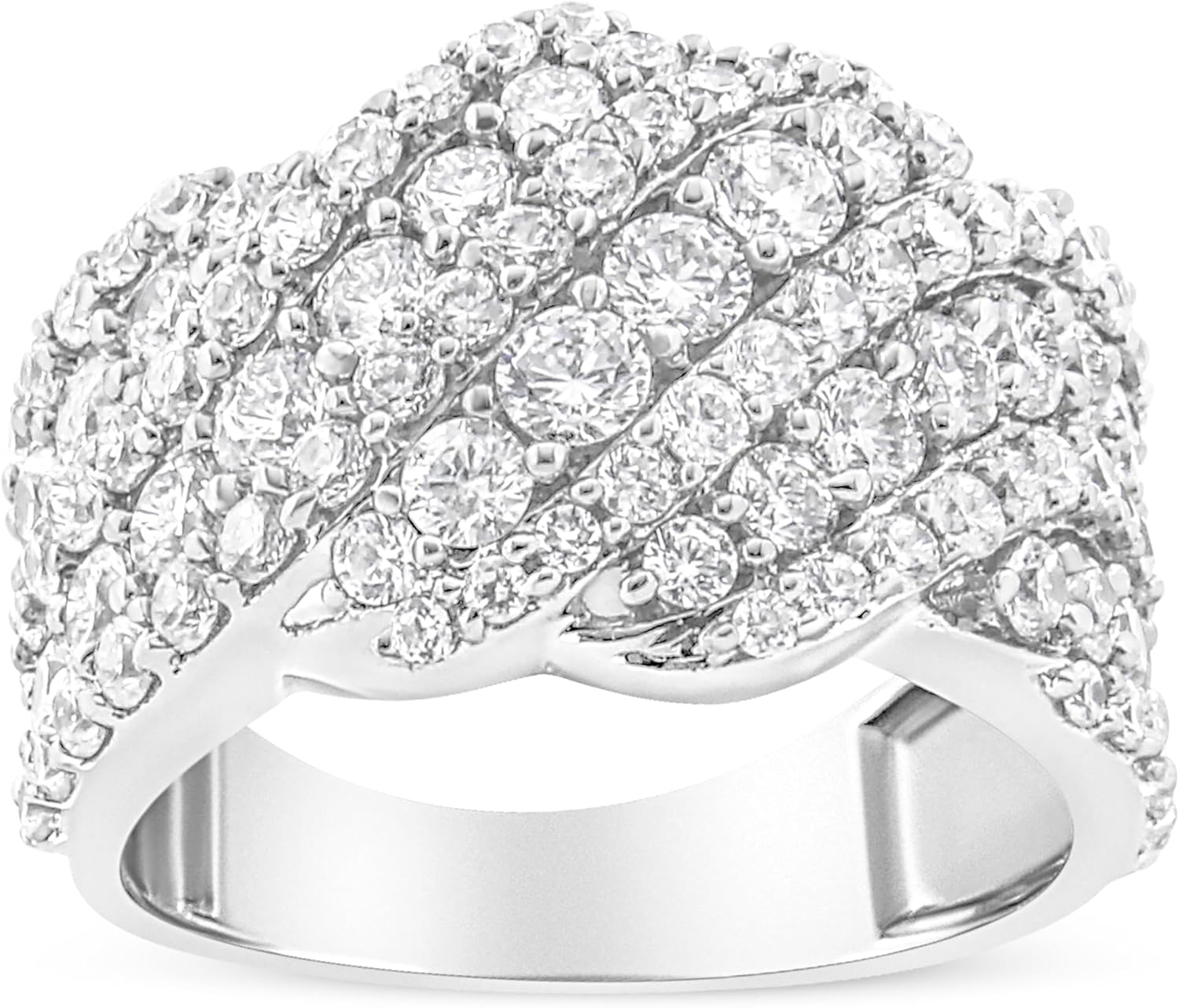 10K Gold 3.00 Cttw Diamond Multi Row Cluster Band Ring (I-J Color, I3 Clarity)
