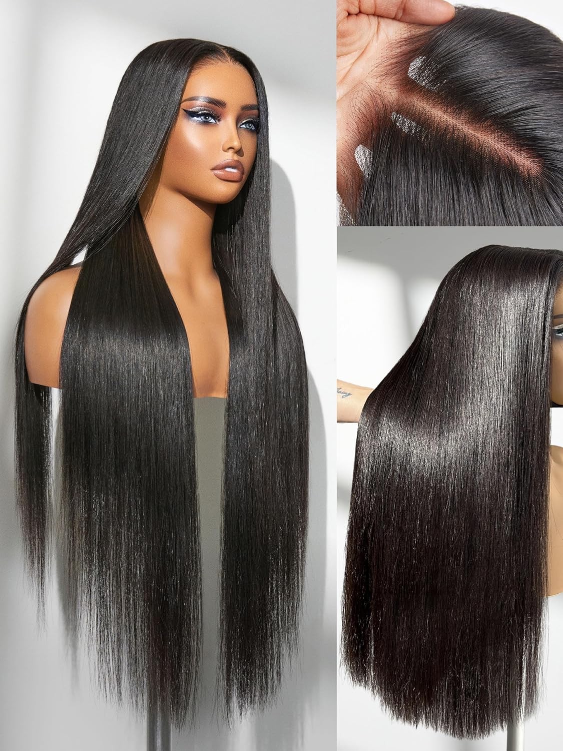 LUVME HAIR Straight 5x5 Lace All-Day Comfort Front Wigs Human Hair Glueless Wigs Human Hair Pre Plucked Pre Cut Long Black Wig Lace Closure Wigs Frontal Wigs