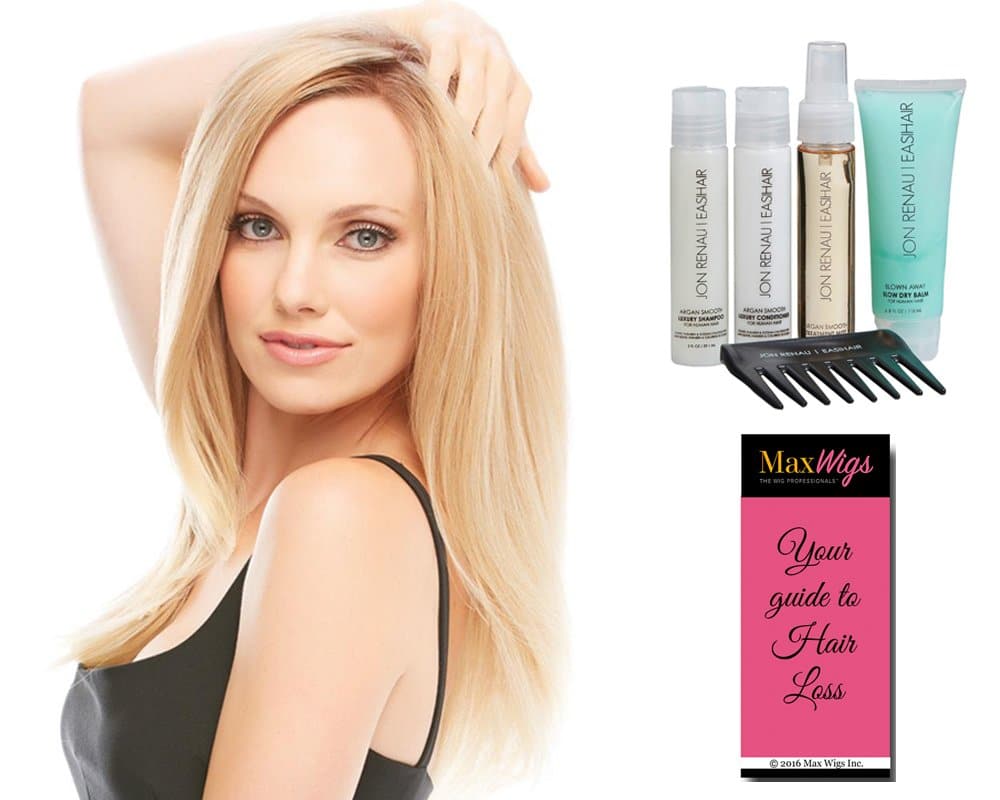 Blake Remy Human Hair Color FS4/33/30A MIDNIGHT COCOA - Jon Renau Wigs Women's Long Monofilament Top Smart Lace Front Natural Hairline Bundle with Travel Kit, MaxWigs Hairloss Booklet