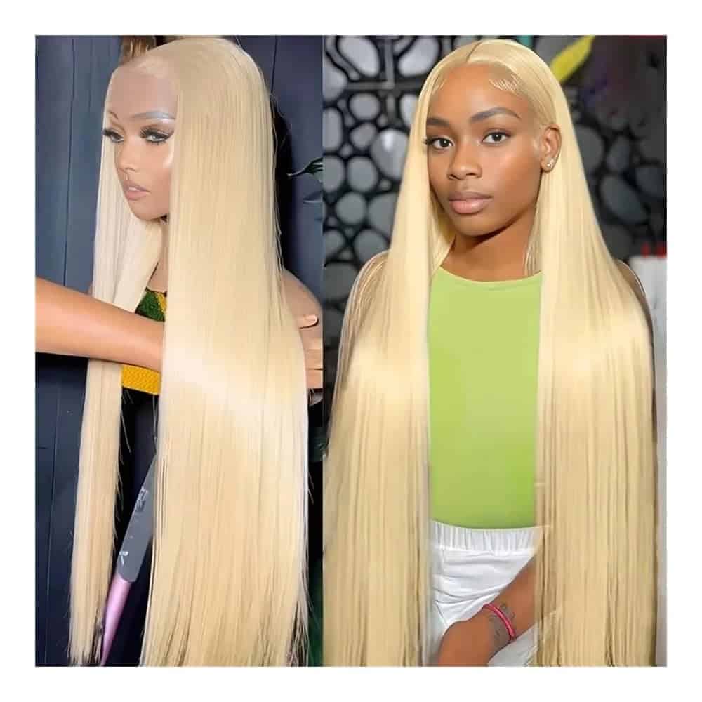 Human Hair Wig Blond Lace Frontal Wig Human Hair Straight 200 Density 13x4 HD Transparent Lace Front Wigs Lace Frontal Wig For Women Wigs For Women(30 inch)