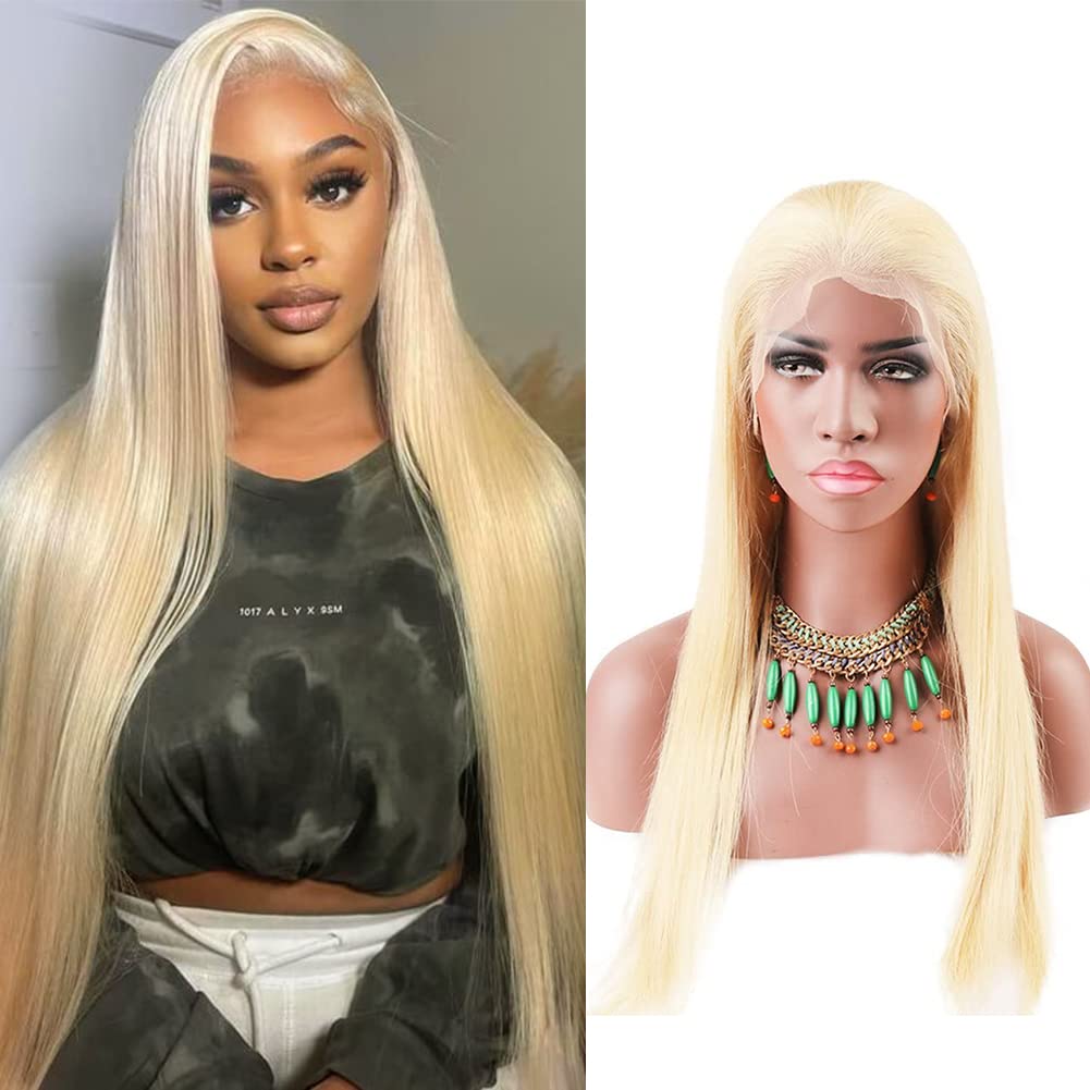 Top Grade 11A Blonde 613 Straight Full Lace Wigs 100% Virgin Human Hair One Donor Wigs Brazilian Lace Wigs Pre-plucked With Baby Hair Bleached Knots For Women 180% Density 40inch
