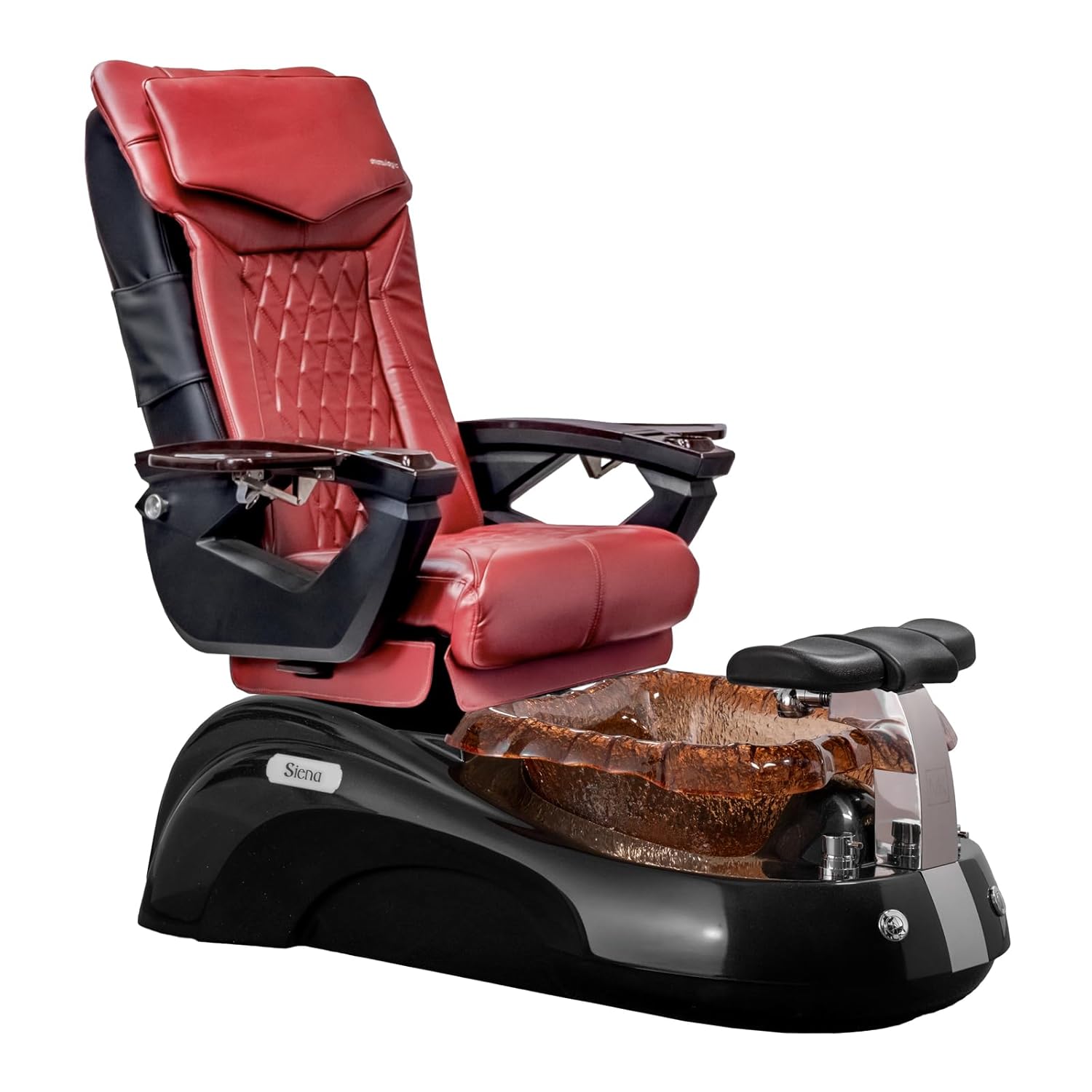 SIENA 18 LX Shiatsulogic Pedicure Chair Black/Gold w/Discharge Pump Stylish Pedicure Tub with Pipe-Less Magnetic Jet Pedicure Spa, Deep Red