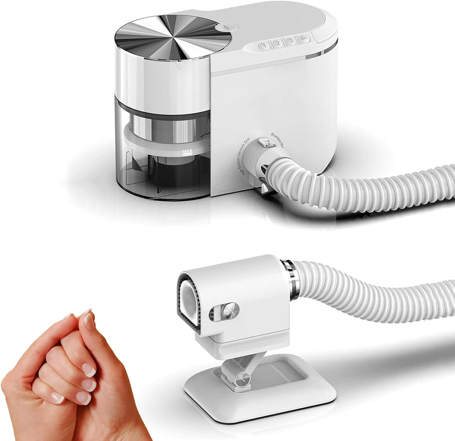 Nail Dust Collector, Desktop Nail Art Vacuum Device, Powerful Suction Refined Look, Clean Lines and Premium Finish, Low Noise Design, for Home and Beauty Salon Workstation