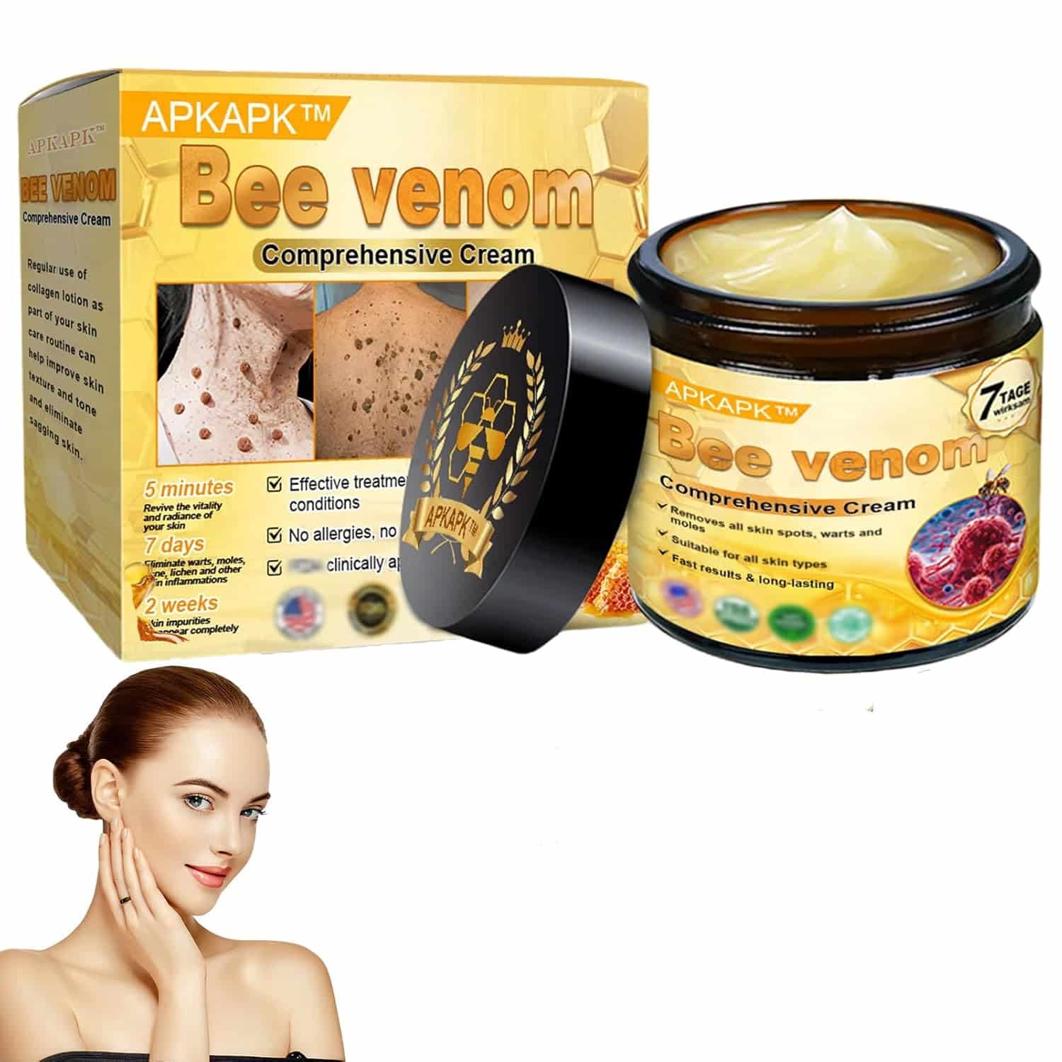 Bee venom comprehensive Cream, Bee Venom Skin Treatment Cream,Deeply moisturizes, firms and reduces skin blemishes (1PC)