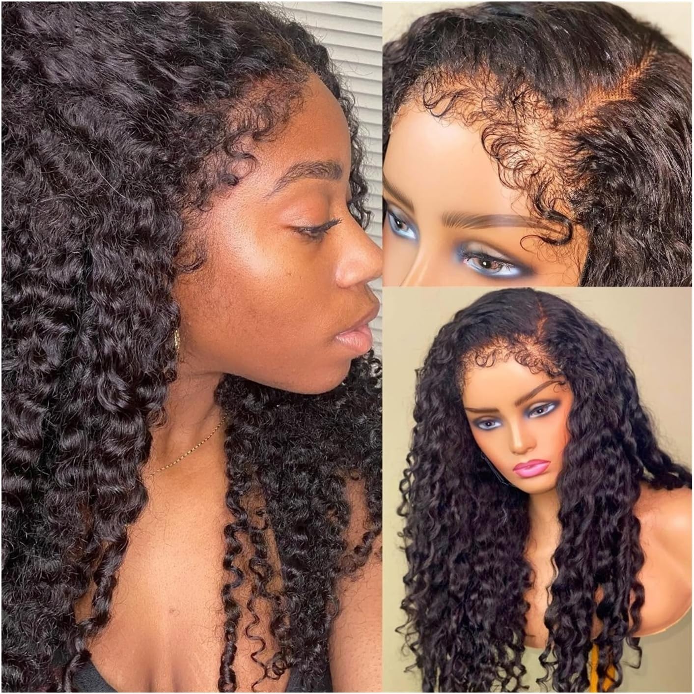 wig 150% Density Kinky Curly Edges Hairline Wigs Lace Front Wigs HD Transparent Lace Frontal Human Hair Wigs with Curly Baby Hair for Black Women Hair Replacement Wigs ( Color : 13x6 lace front wigs ,