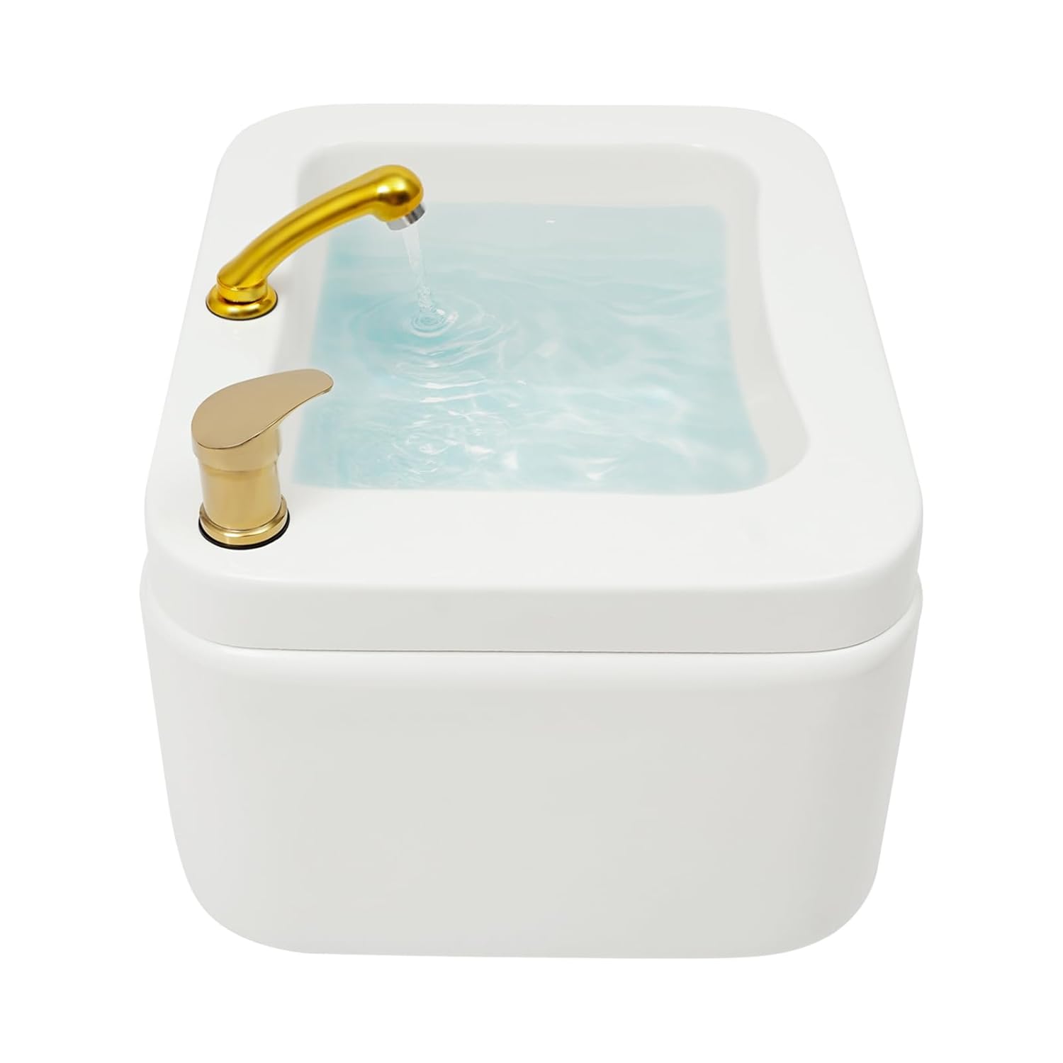 Foot Spa Bathtub,Acrylic Massage Footbath with Multiple Massage Points,Freestanding Foot Bath Basin with Foot-operated Drain Valve,Rectangle Adjustable Hot & Cold Water Feet Detox Bathtub