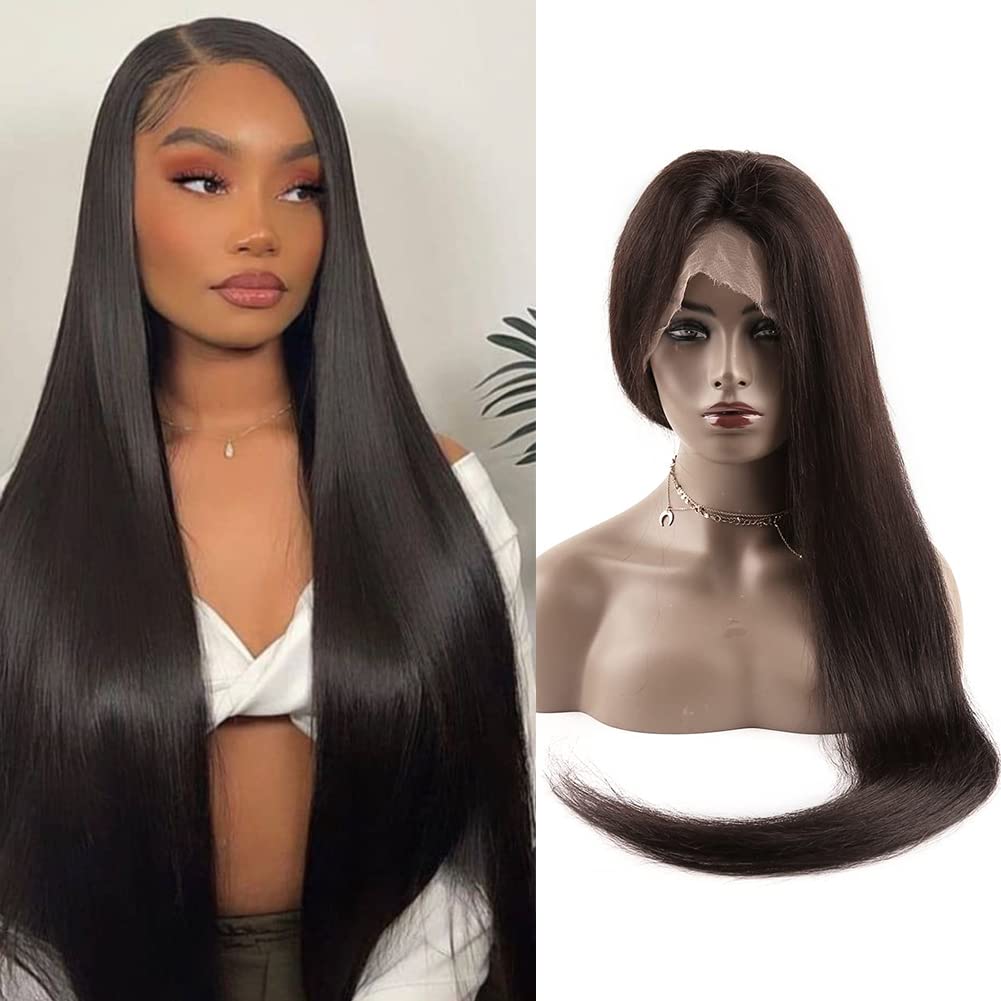 Top Grade 11A Straight Full Lace Wigs 100% Virgin Human Hair Wigs One Donor Wigs Brazilian Lace Wigs Pre-plucked With Baby Hair Bleached Knots For Black Women Natural Color 200% Density 26inch