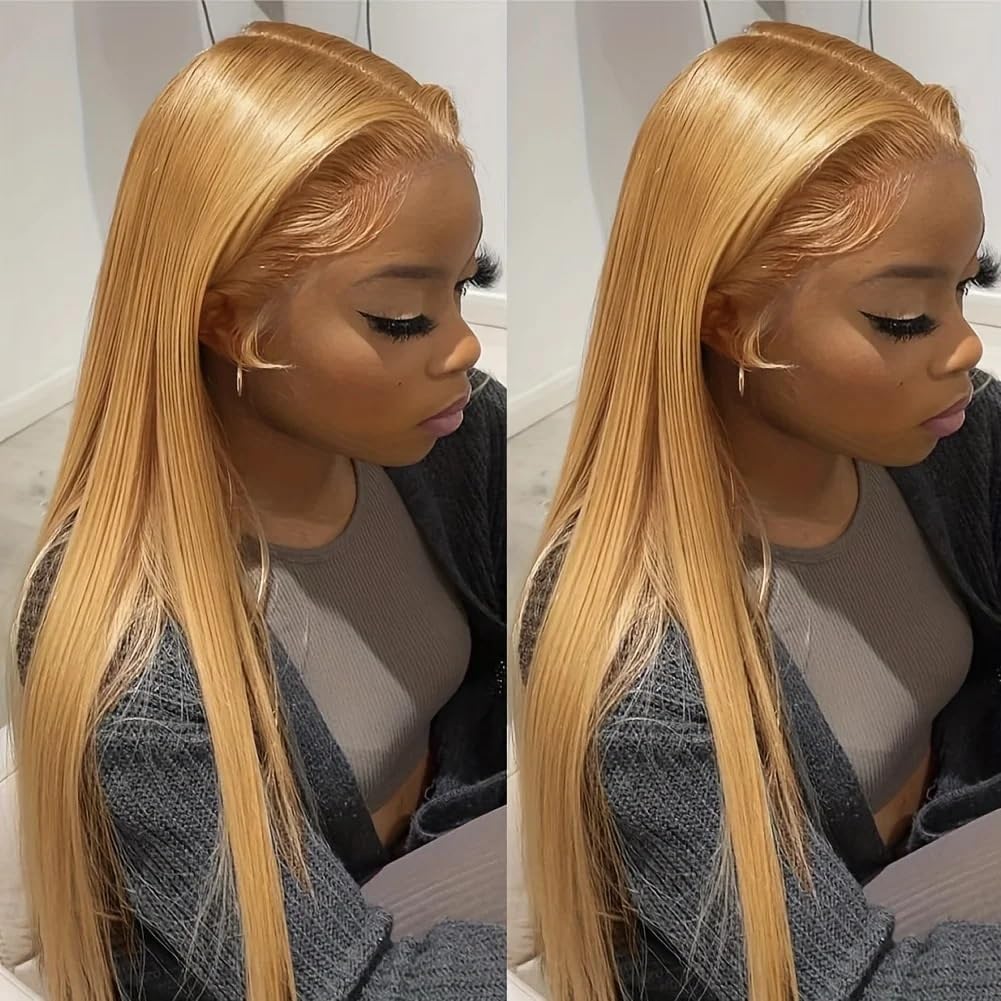 Hair Wigs 13x6 Hd Lace Frontal Wig 40 Inch Bone Straight Honey Blond Colored Human Hair Wig 30 Inch 13x4 Lace Front Wigs Choice For Women(200%,13X6 LACE WIG_34INCHES)