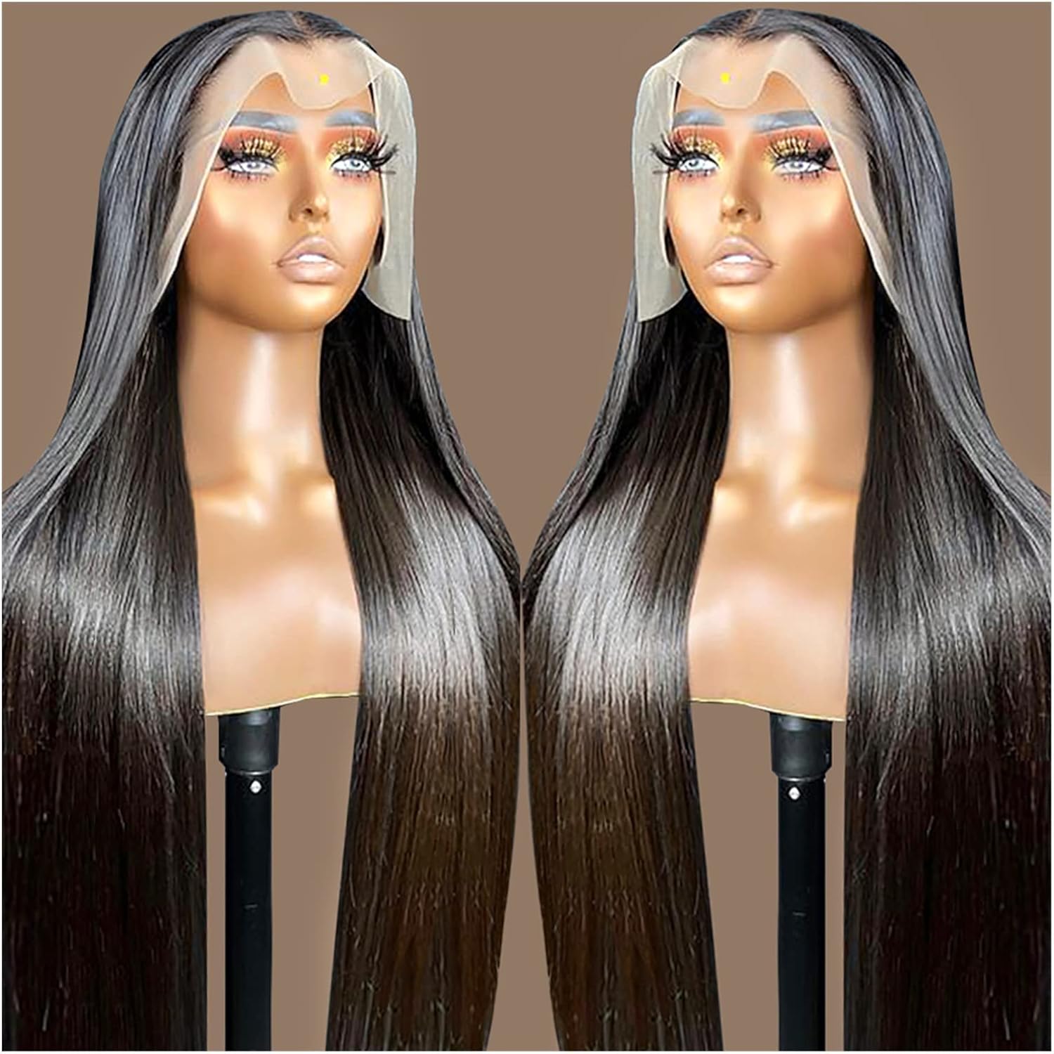 Wigs Bone Straight Human Hair Wigs 360 Transparent Lace Frontal Wig for Women Lace Front Human Hair Wigs Pre Plucked Wig for Daily Party (Color : 360 Lace Wig, Size : 34inches)
