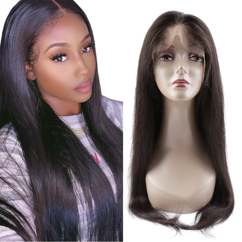 13X6 Lace Front Wigs 150% Density Virgin Human Hair Wigs Pre Plucked Brazilian Hair for Women Straight Soft Breathable Wigs Natural Color 36"
