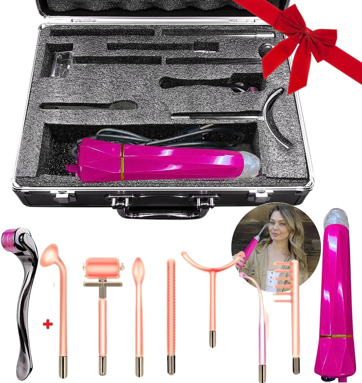 Lift Wand Professional High Frequency Facial Wand Machine Includes 7 Electrodes, and Aluminum Case, Anti Aging Device, Diminish Wrinkles, Scars, Dark Circles, Breakthrough Device for Beauty
