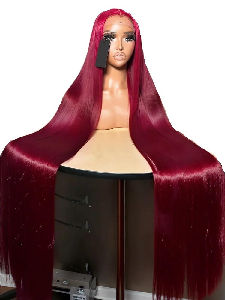 Hair Wigs 250 Density 30 32 40 Inch 99J Burgundy Straight 13x4 Lace Front Human Hair Wig 13x6 HD Lace Frontal Wigs Red Remy Brazilian Wine(250%,13X4 HD LACE WIG_3-5 WORKING DAYS_22INCHES)