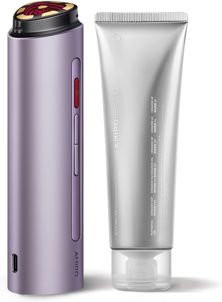 AMIRO R3 Turbo Facial Device Purple, Precision Firming and Fine Line Smoothing Tool Bundle with Preparation Gel 70ml