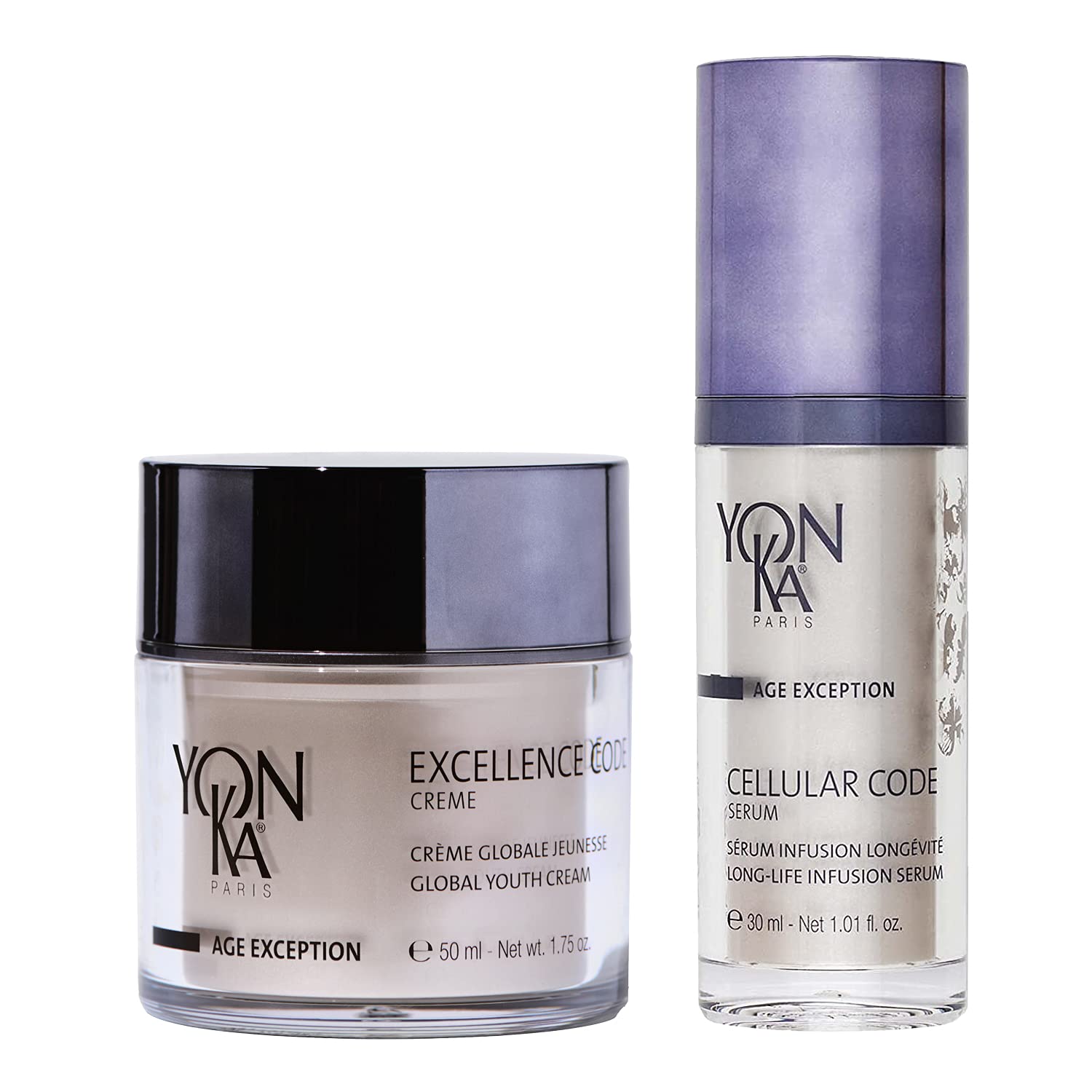 Yon-Ka Age Exception Excellence Code Creme, Cellular Code Serum Set, Specialized Anti-Aging Cream, Face Serum to Firm Skin and Soften Appearance of Wrinkles