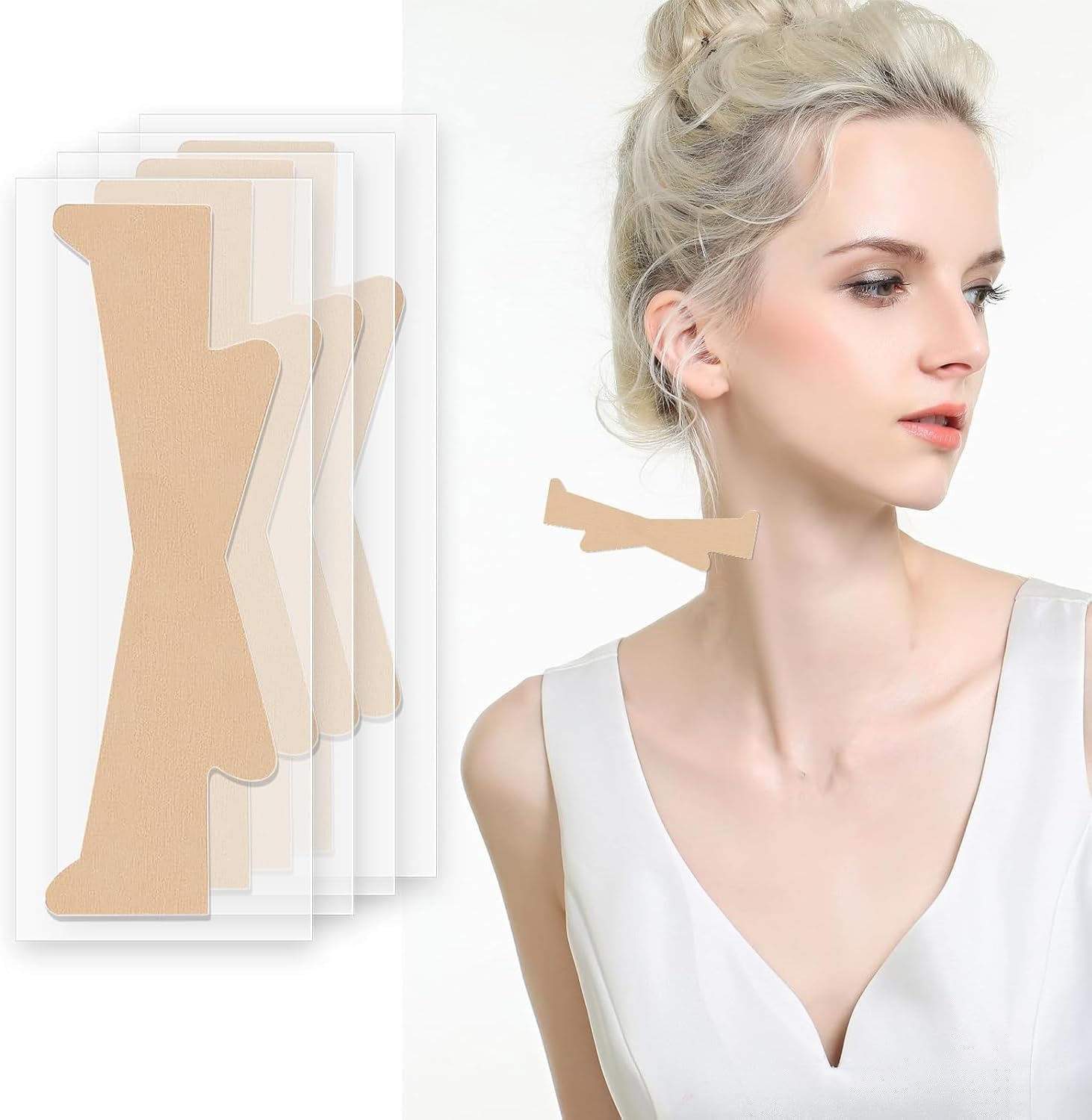 Neck Wrinkle Patches, High Elastic Neck Strips, Instant Tape for Lifting Loose Skin, Improve Fine Lines & Wrinkles, 10 Count