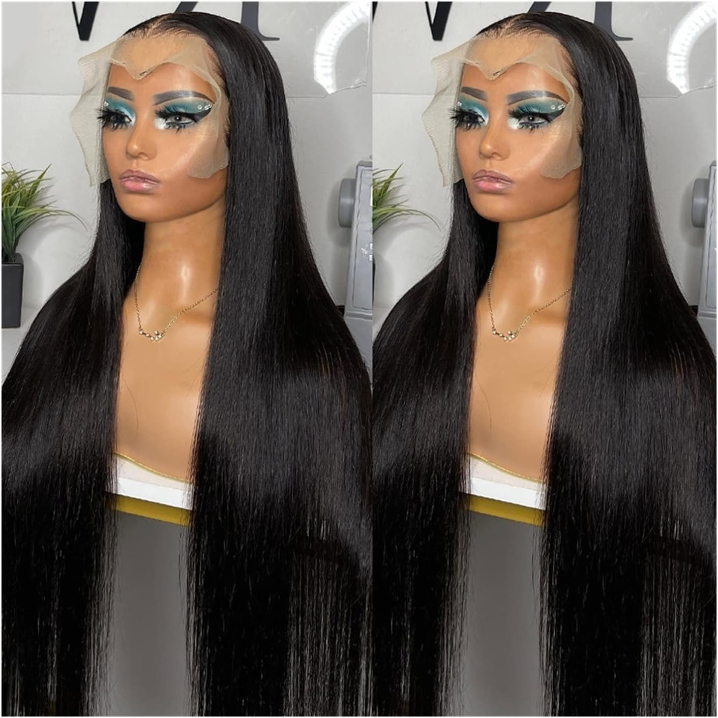 wig HD Transparent Lace Front Human Hair Wigs for Black Women Bone Straight Lace Frontal Closure Wigs Brazilian Remy Hair Pre Plucked with Baby Hair Hair Replacement Wigs ( Color : 360 Lace Wig , Size
